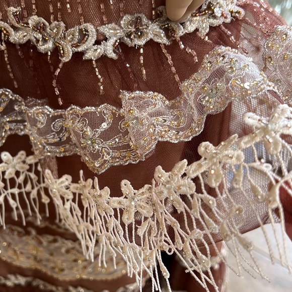 Magnificent YSA Makino Custom Made Evening Gown and Bolero Jacket Sz 6 - Picture 14 of 16